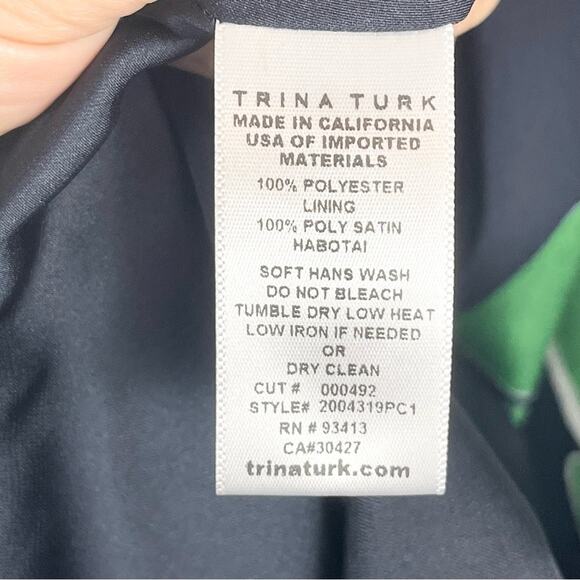 Trina Turk Hot Leaf Printed Halter Mini Dress Size 0 Navy Blue and Green - Picture 14 of 14